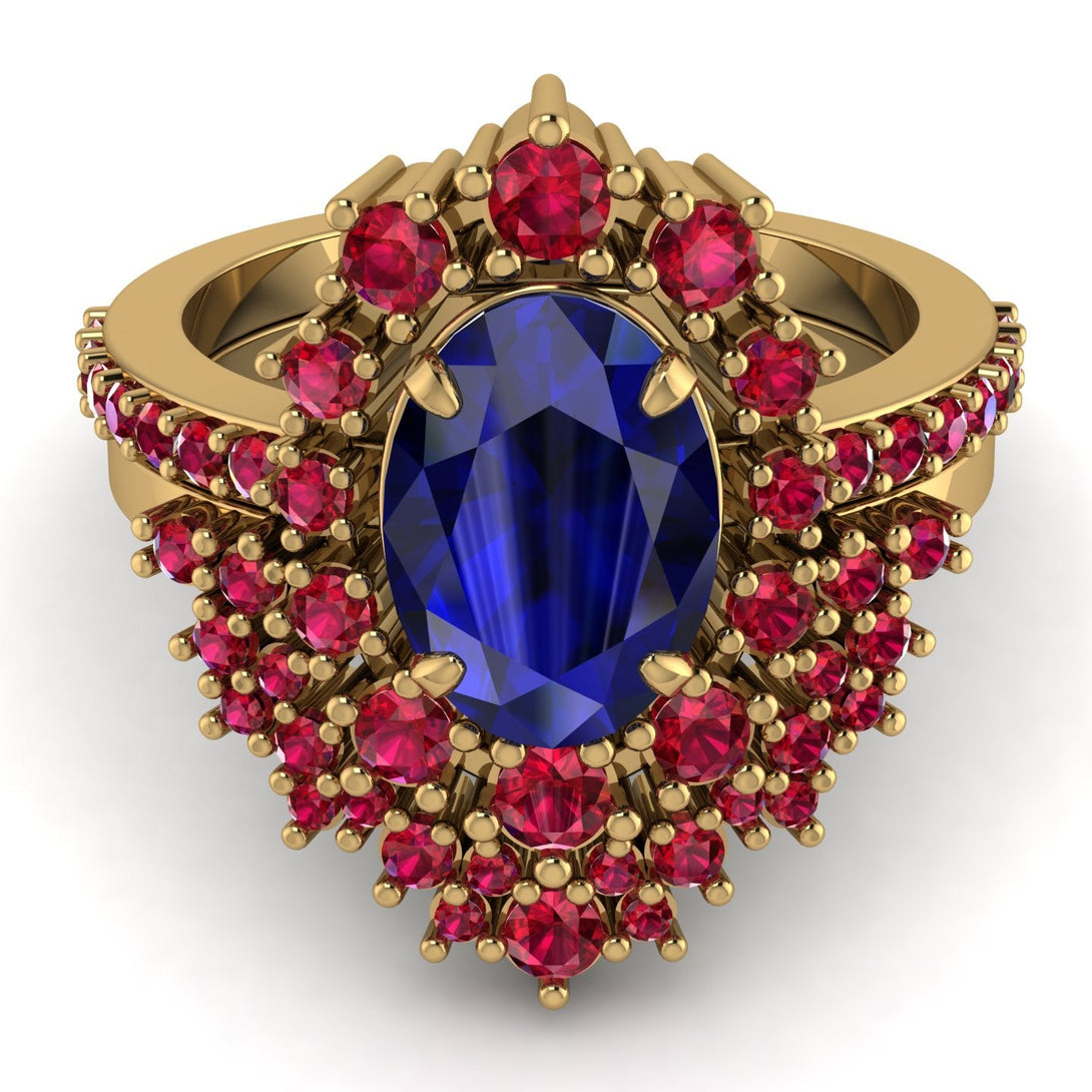 Glamorous Oval Sapphire Bridal Set - Emily No. 58