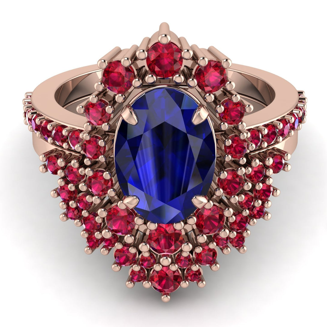 Glamorous Oval Sapphire Bridal Set - Emily No. 59