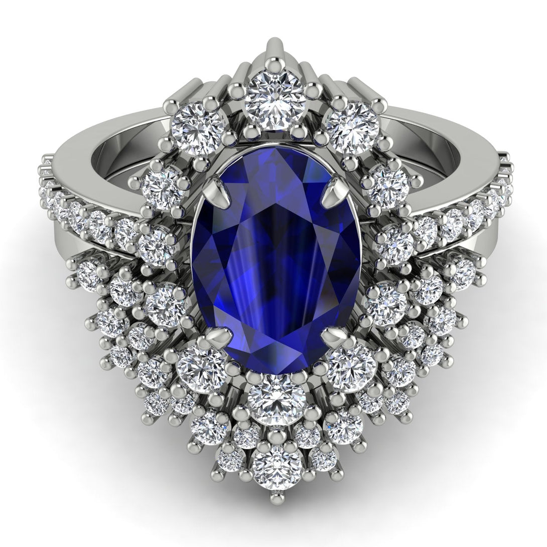 Glamorous Oval Sapphire Bridal Set - Emily No. 15