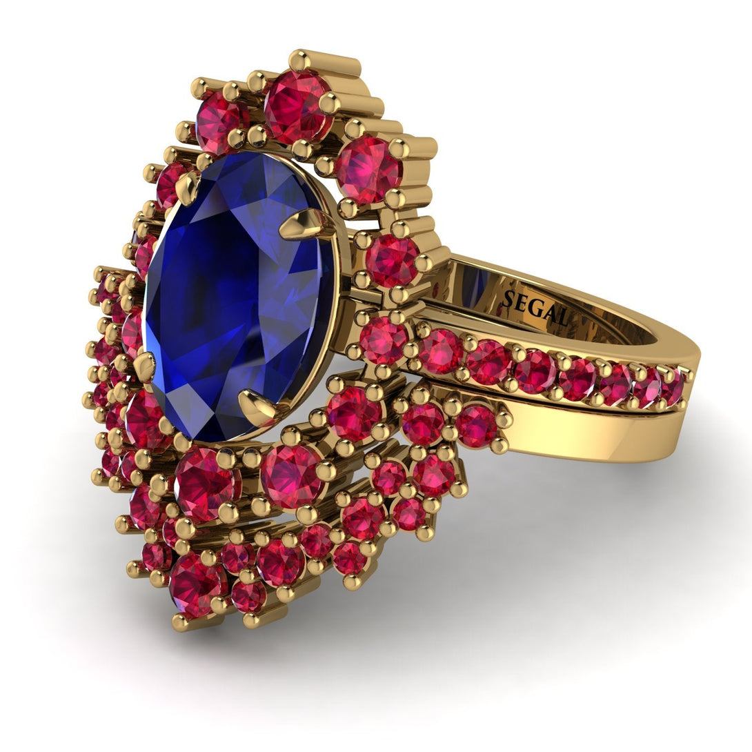Glamorous Oval Sapphire Bridal Set - Emily No. 58