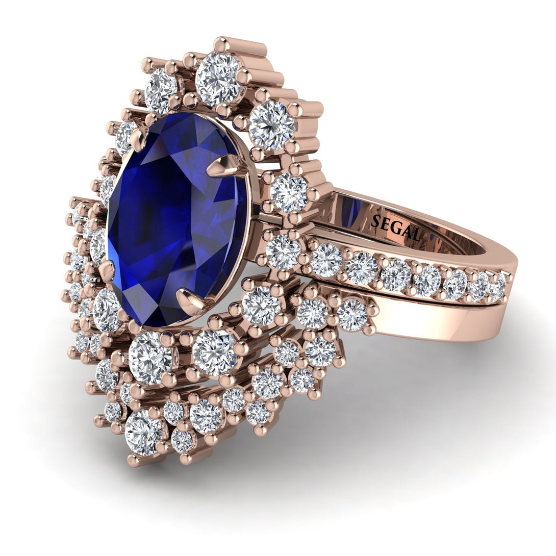 Glamorous Oval Sapphire Bridal Set - Emily No. 14