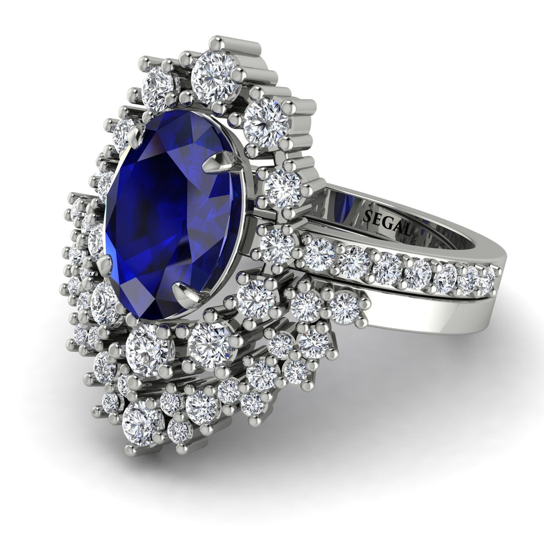 Glamorous Oval Sapphire Bridal Set - Emily No. 15