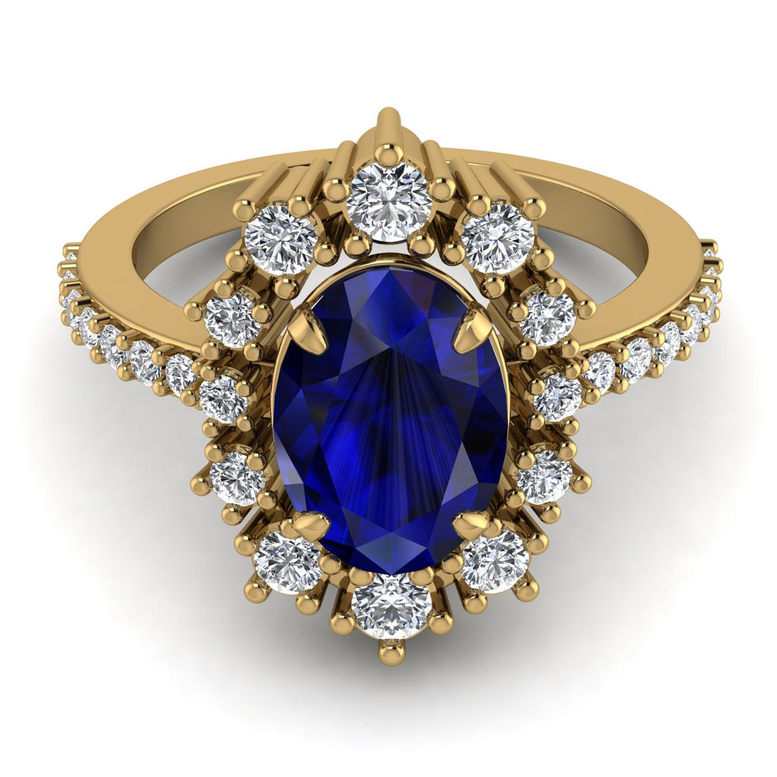 Glamorous Oval Sapphire Ring - Emily No. 13