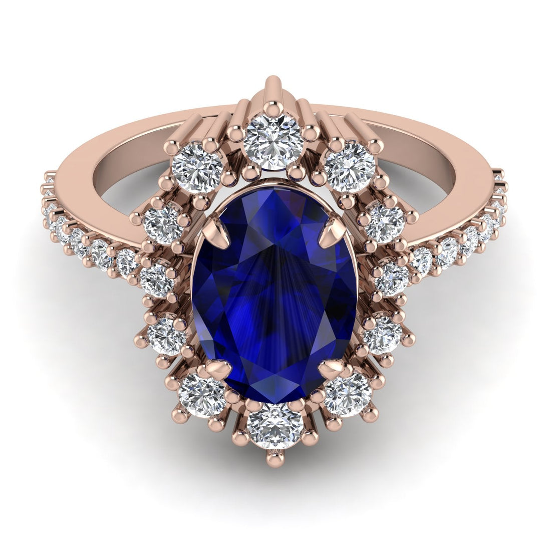 Glamorous Oval Sapphire Ring - Emily No. 14