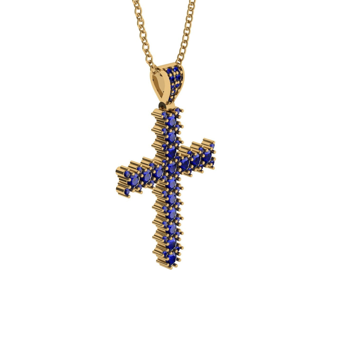 Glamorous Sapphire Cross Pendant - Raymond No. 13
