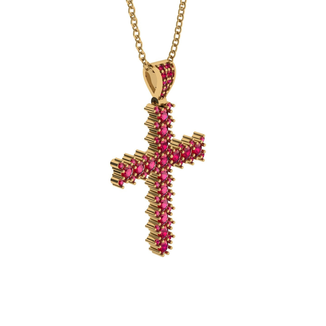 Glamorous Ruby Cross Pendant - Raymond No. 10