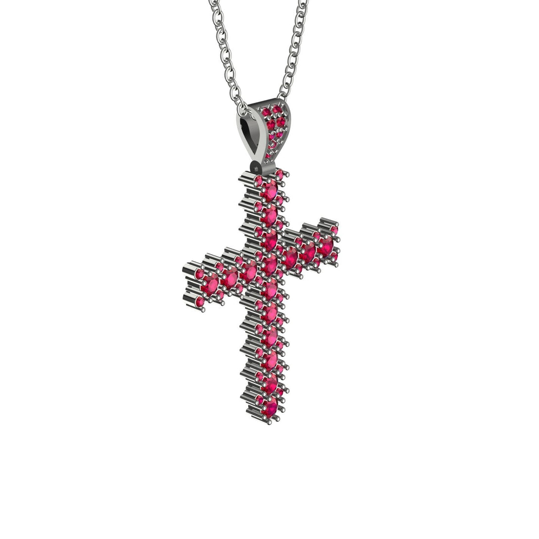 Glamorous Ruby Cross Pendant - Raymond No. 12