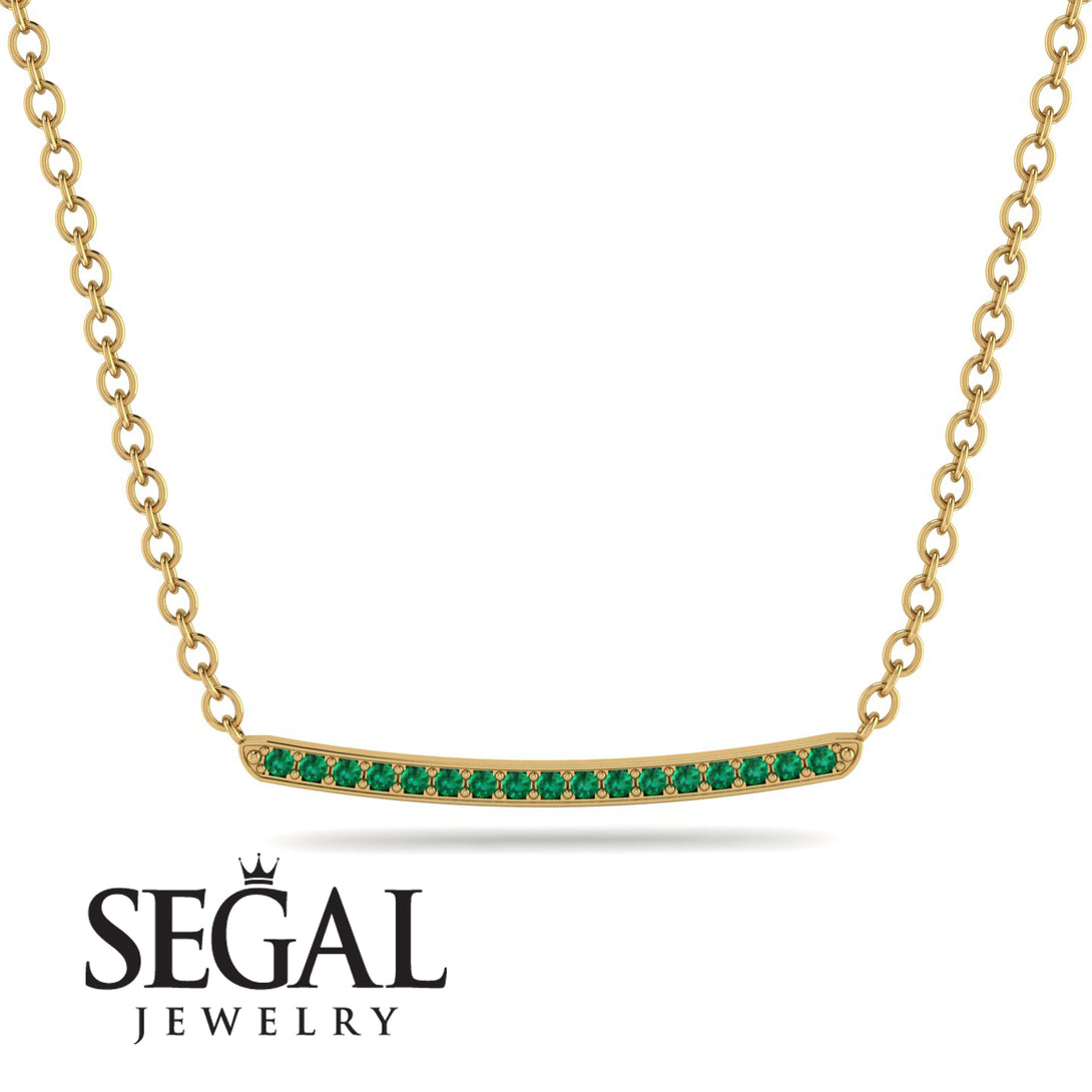 Gold Emerald Necklace Bar - Lilyana No. 4