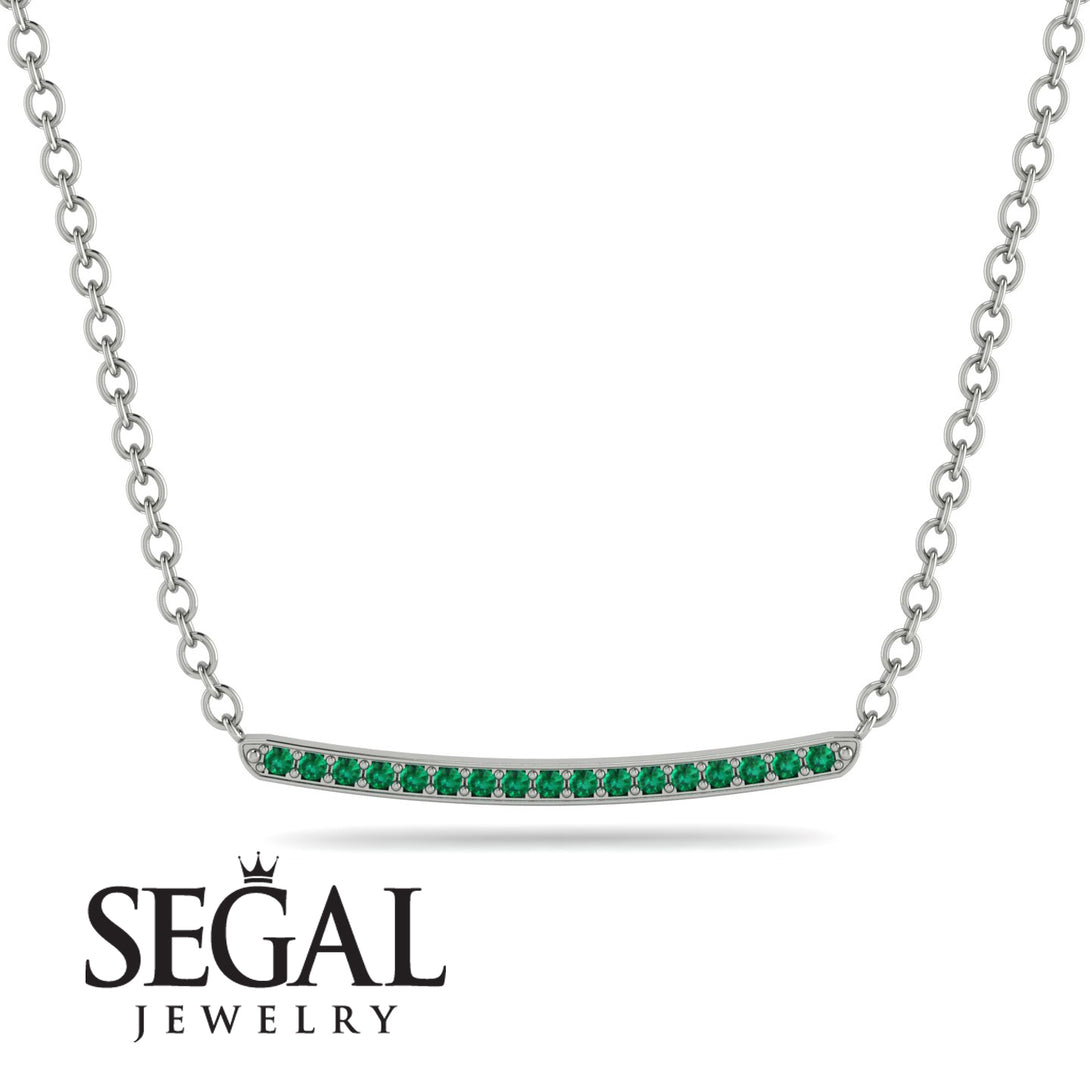 Gold Emerald Necklace Bar - Lilyana No. 6