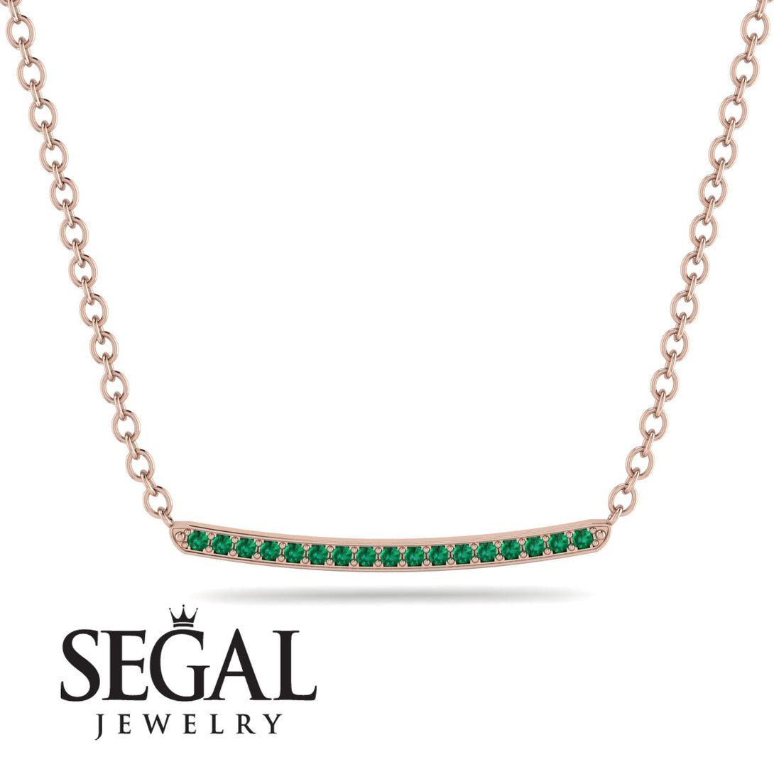 Gold Emerald Necklace Bar - Lilyana No. 5