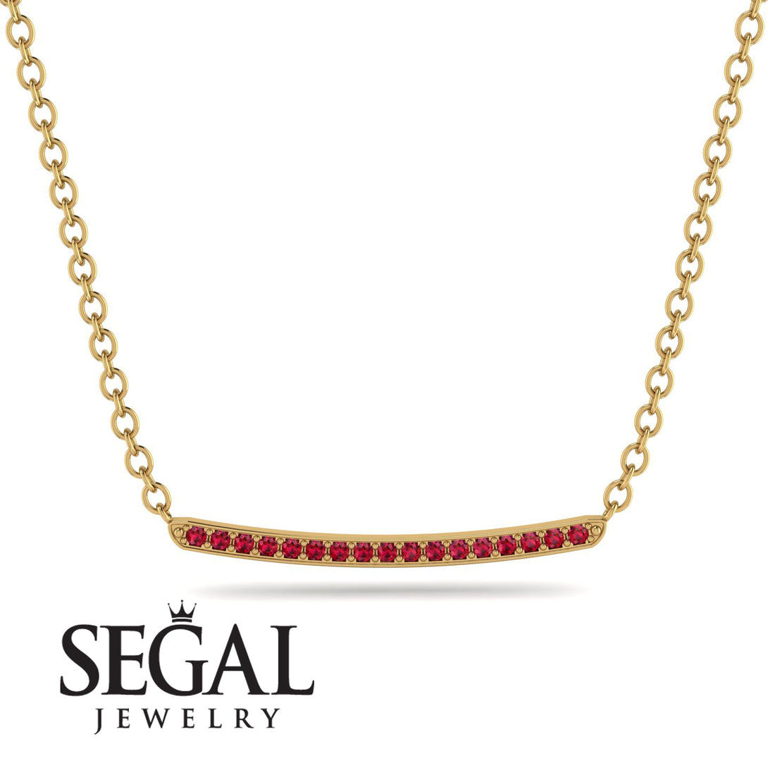 Gold Ruby Necklace Bar - Lilyana No. 10