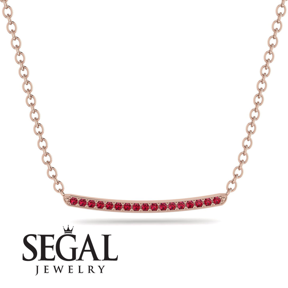 Gold Ruby Necklace Bar - Lilyana No. 11