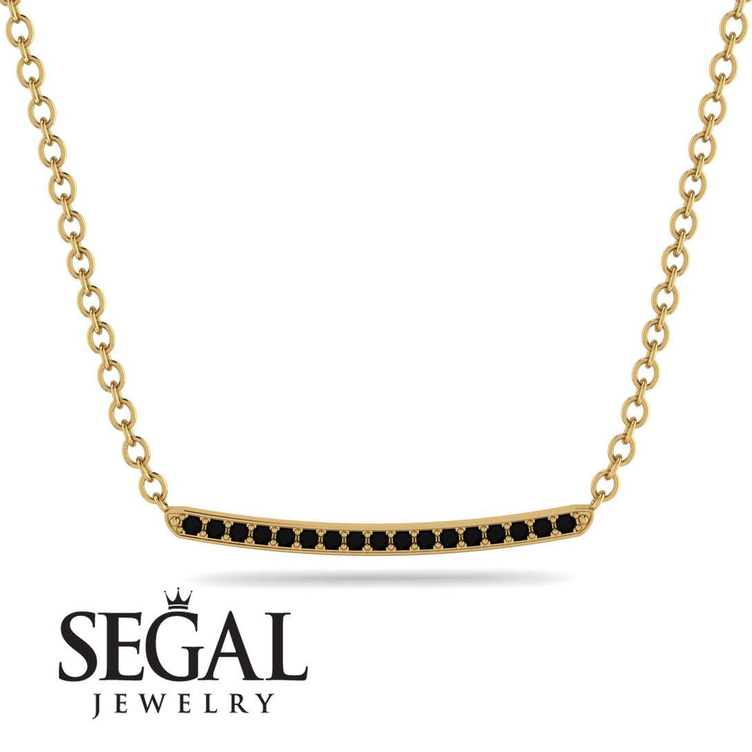 Gold Black Diamond Necklace Bar - Lilyana No. 7