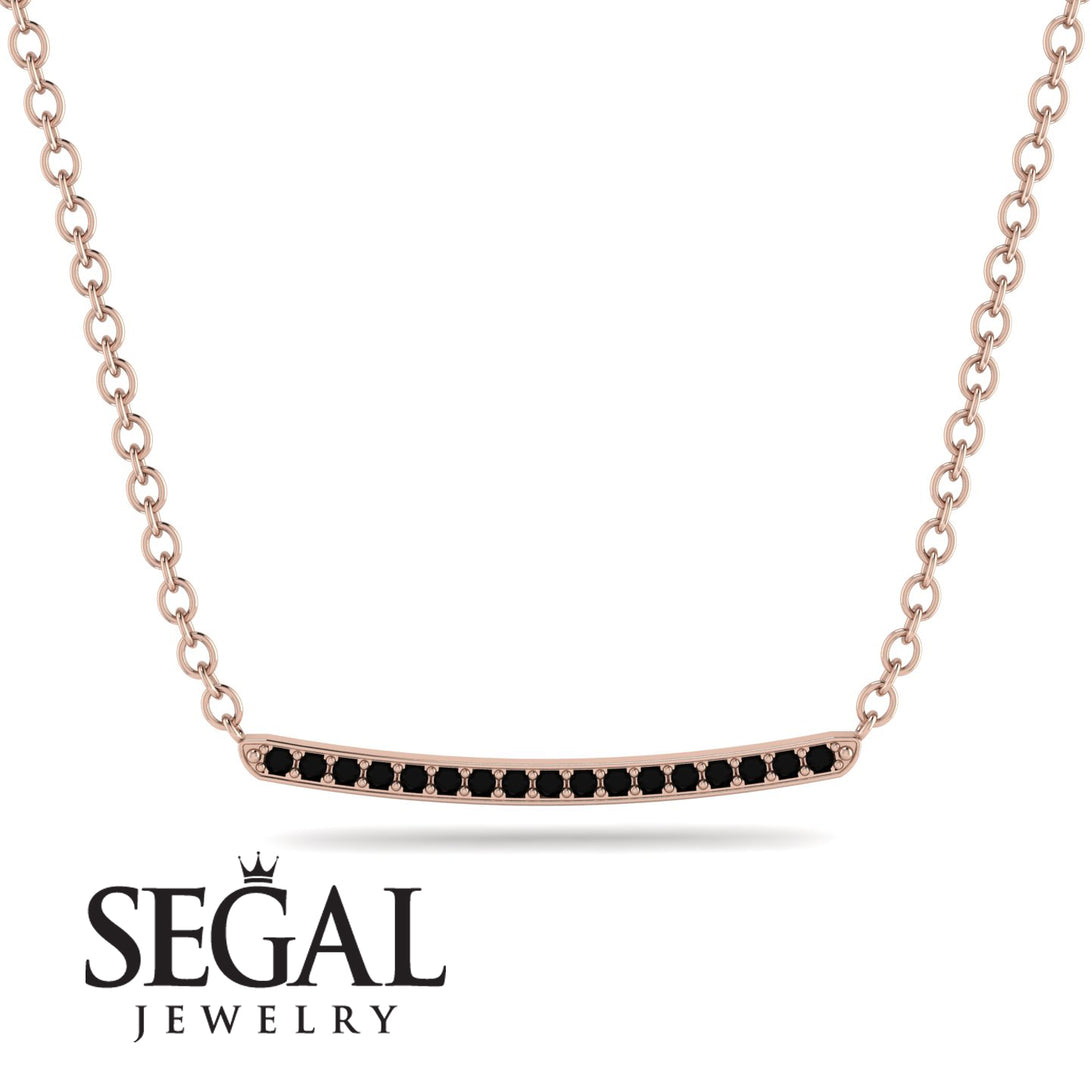 Gold Black Diamond Necklace Bar - Lilyana No. 8