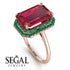 Halo Emerald Cut Ruby Ring With Hidden Emeralds - Rowan No. 26