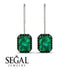 Halo Emerald Cut Emerald Earrings - Izabella No. 36