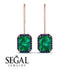 Halo Emerald Cut Emerald Earrings - Izabella No. 65