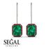 Halo Emerald Cut Emerald Earrings - Izabella No. 51 image 15