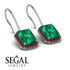 Halo Emerald Cut Emerald Earrings - Izabella No. 51