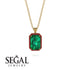 Halo Emerald Cut Emerald Necklace - Izabella No. 49