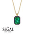 Halo Emerald Cut Emerald Necklace - Izabella No. 64
