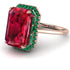 Halo Emerald Cut Ruby Ring With Hidden Emeralds - Rowan No. 26