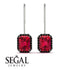 Halo Emerald Cut Ruby Earrings - Izabella No. 42