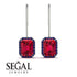 Halo Emerald Cut Ruby Earrings - Izabella No. 72 image 15
