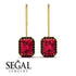 Halo Emerald Cut Ruby Earrings - Izabella No. 40 image 15