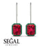 Halo Emerald Cut Ruby Earrings - Izabella No. 27 image 15