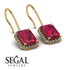 Halo Emerald Cut Ruby Earrings - Izabella No. 10