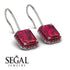 Halo Emerald Cut Ruby Earrings - Izabella No. 57