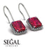 Halo Emerald Cut Ruby Earrings - Izabella No. 12