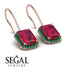 Halo Emerald Cut Ruby Earrings - Izabella No. 26