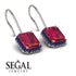 Halo Emerald Cut Ruby Earrings - Izabella No. 72 image 2