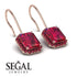 Halo Emerald Cut Ruby Earrings - Izabella No. 56