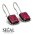 Halo Emerald Cut Ruby Earrings - Izabella No. 42