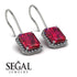 Halo Emerald Cut Ruby Earrings - Izabella No. 12