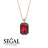 Halo Emerald Cut Ruby Necklace - Izabella No. 26 image 8