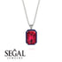 Halo Emerald Cut Ruby Necklace - Izabella No. 72
