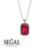 Halo Emerald Cut Ruby Necklace - Izabella No. 12 image 8