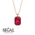 Halo Emerald Cut Ruby Necklace - Izabella No. 56