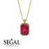 Halo Emerald Cut Ruby Necklace - Izabella No. 10 image 8