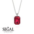 Halo Emerald Cut Ruby Necklace - Izabella No. 57