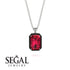 Halo Emerald Cut Ruby Necklace - Izabella No. 42