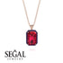 Halo Emerald Cut Ruby Necklace - Izabella No. 71