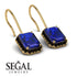 Halo Emerald Cut Sapphire Earrings - Izabella No. 43