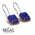 Halo Emerald Cut Sapphire Earrings - Izabella No. 60