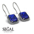 Halo Emerald Cut Sapphire Earrings - Izabella No. 15 image 3