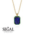 Halo Emerald Cut Sapphire Necklace - Izabella No. 28